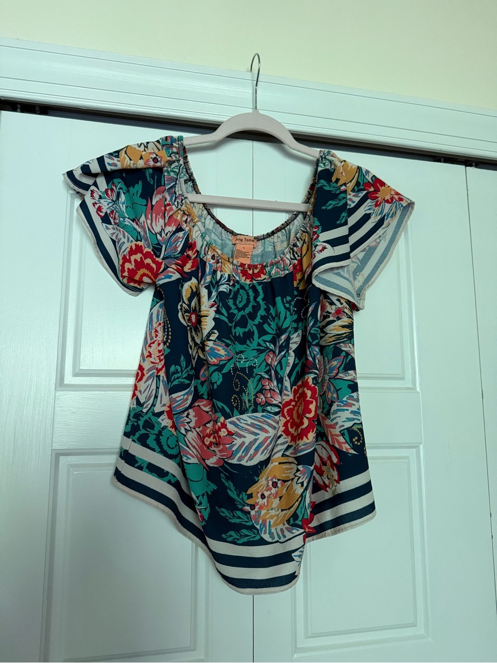 Flying Tomato Teal Multi Floral Off-Shoulder Tunic